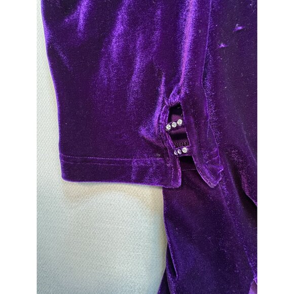 Quacker Factory Velvet Blouse Womens XL Purple 3/4 Sleeve Rhinestone Square Neck - Picture 6 of 12